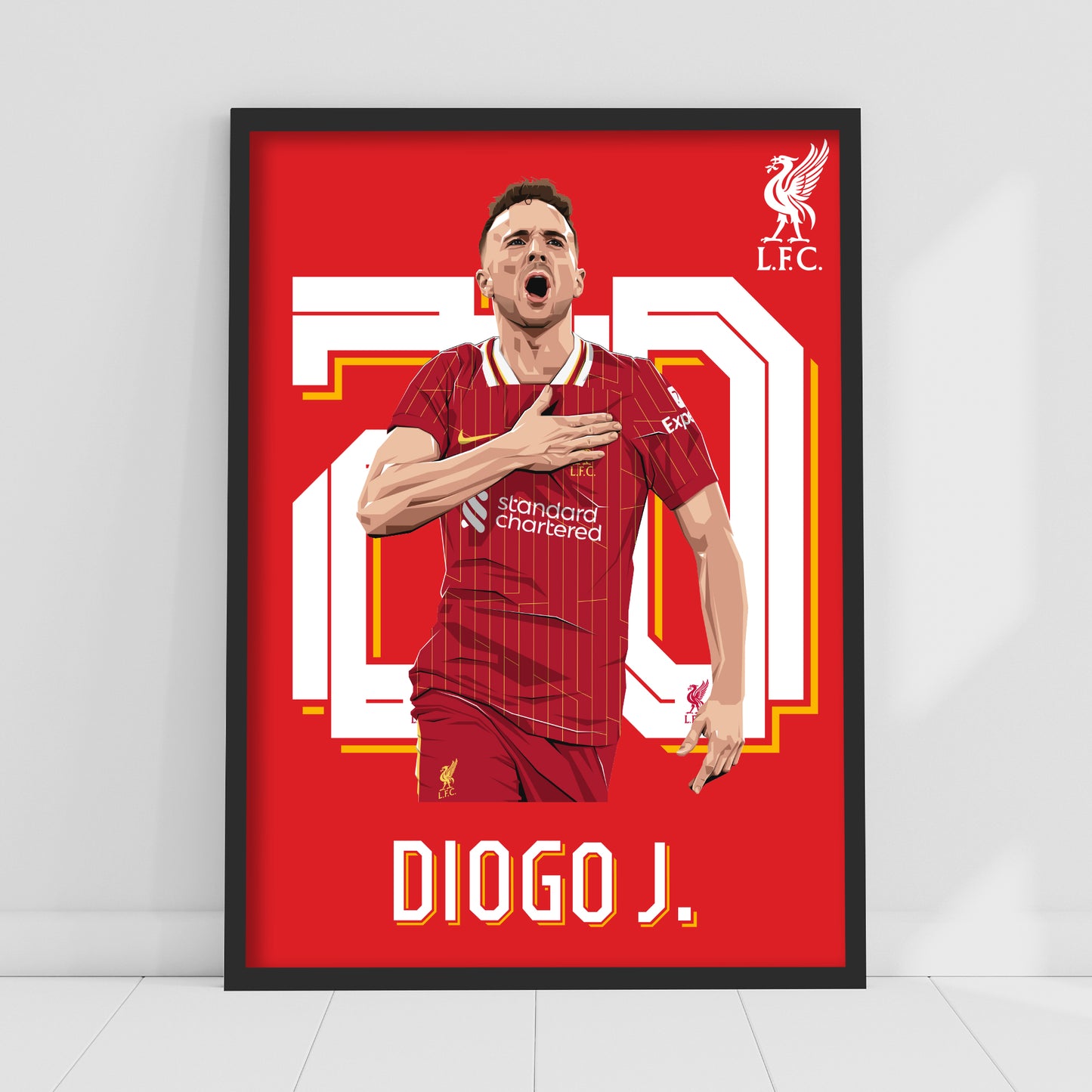 Liverpool FC Print - Diogo Jota Celebration Illustration Poster