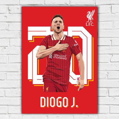 Liverpool FC Print - Diogo Jota Celebration Illustration Poster