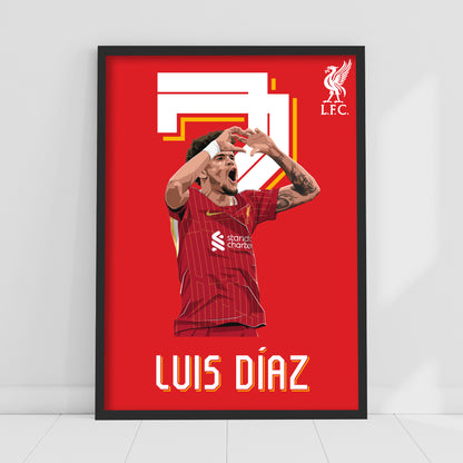 Liverpool FC Print - Luis Diaz Celebration Illustration Poster