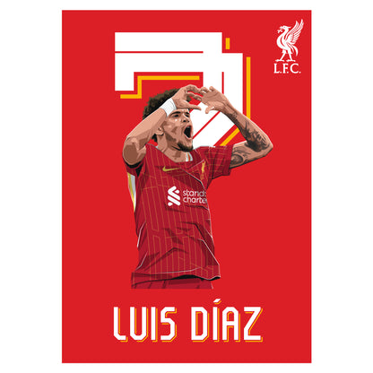 Liverpool FC Print - Luis Diaz Celebration Illustration Poster