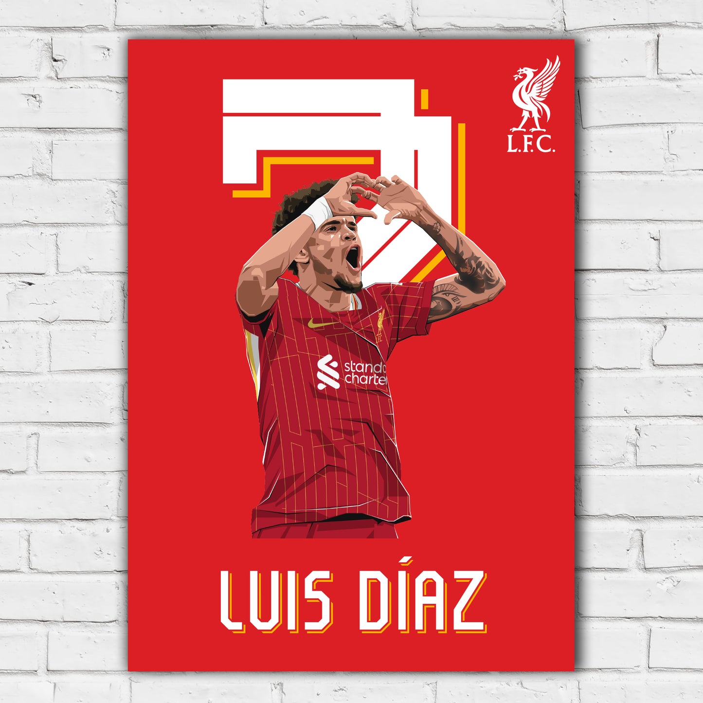 Liverpool FC Print - Luis Diaz Celebration Illustration Poster