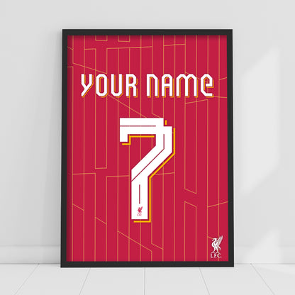 Liverpool FC Print - Pattern Personalised Shirt 24-25 Poster LFC Football Art