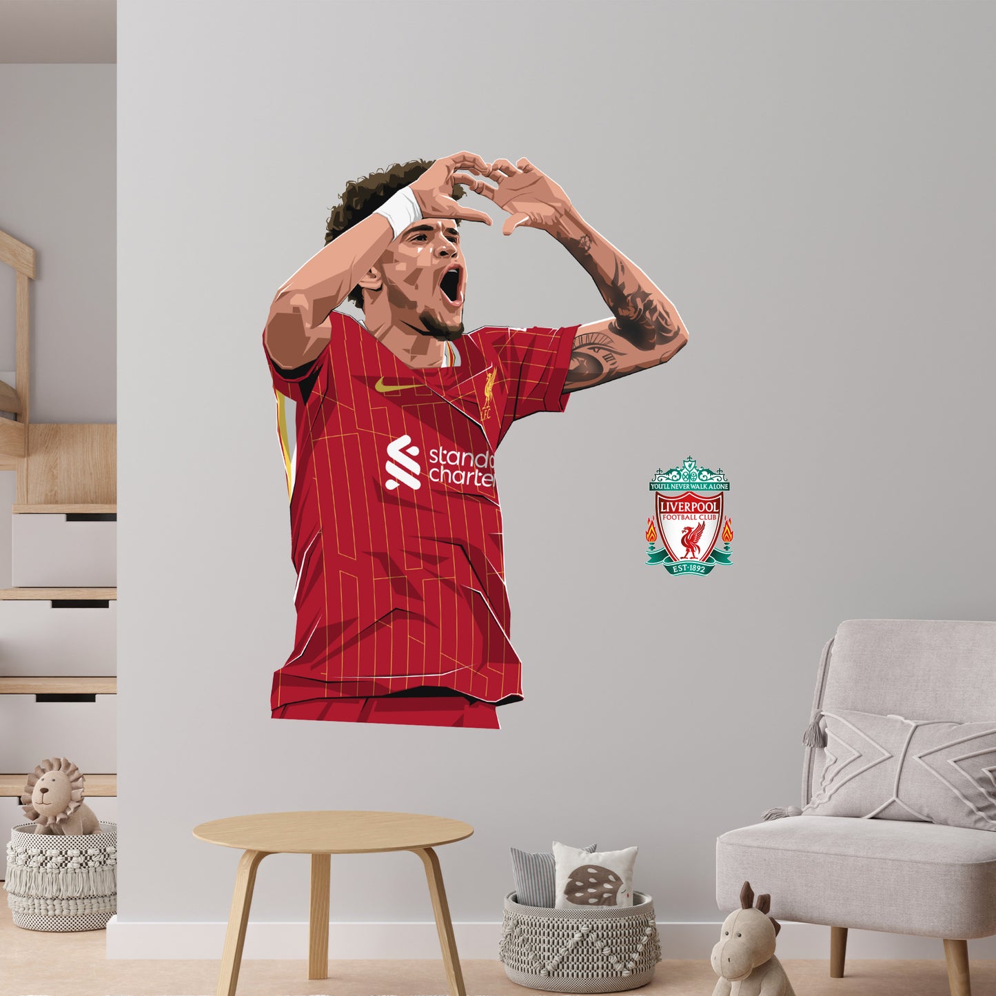 Liverpool FC Wall Sticker - Luis Diaz Illustration Wall Decal