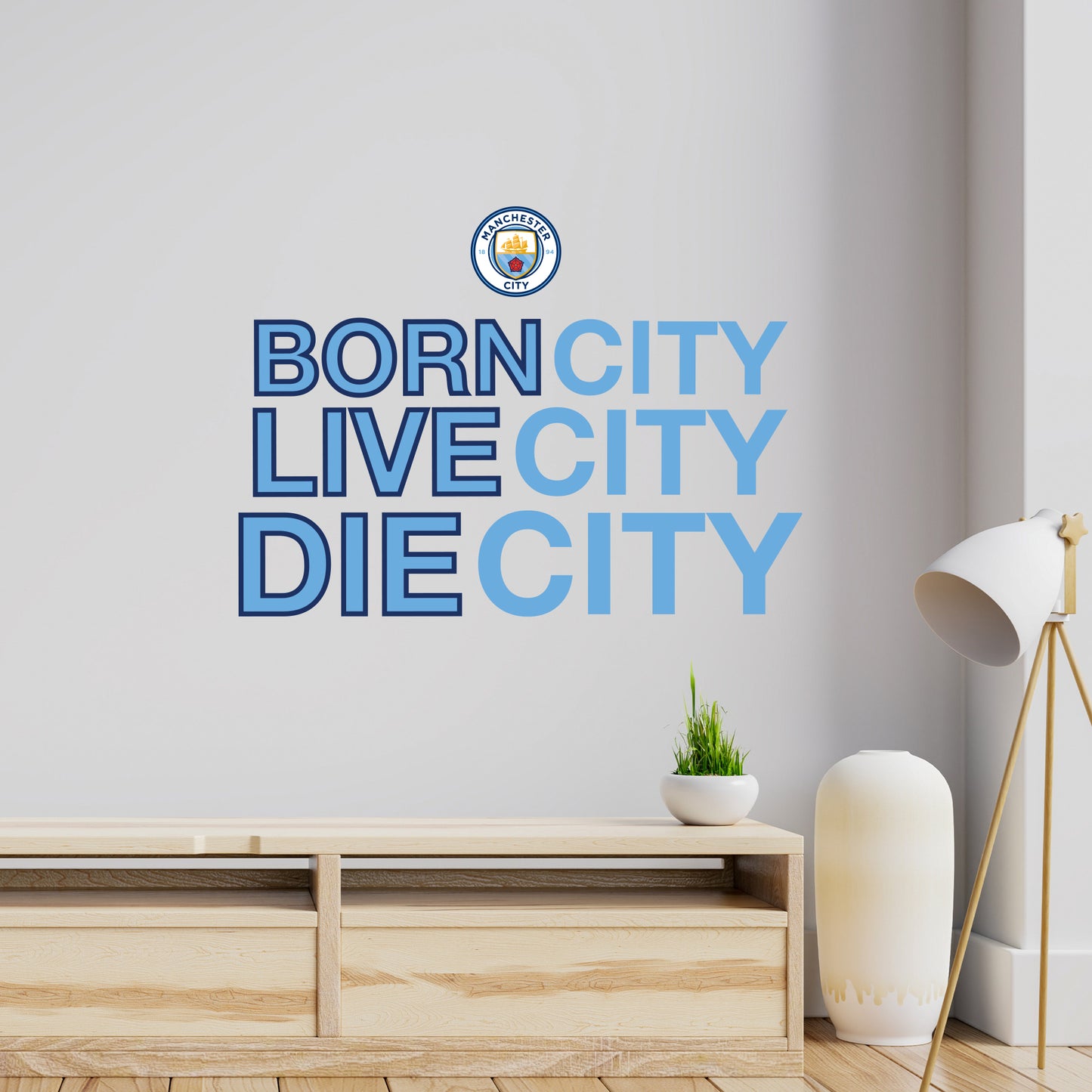 Manchester City Football Club - 'Born, Live, Die City' Wall Decal Wall Sticker