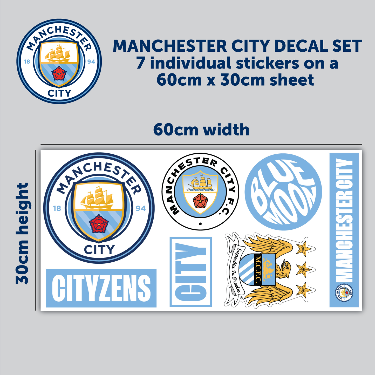 Manchester City Football Club - Decal Sticker Set