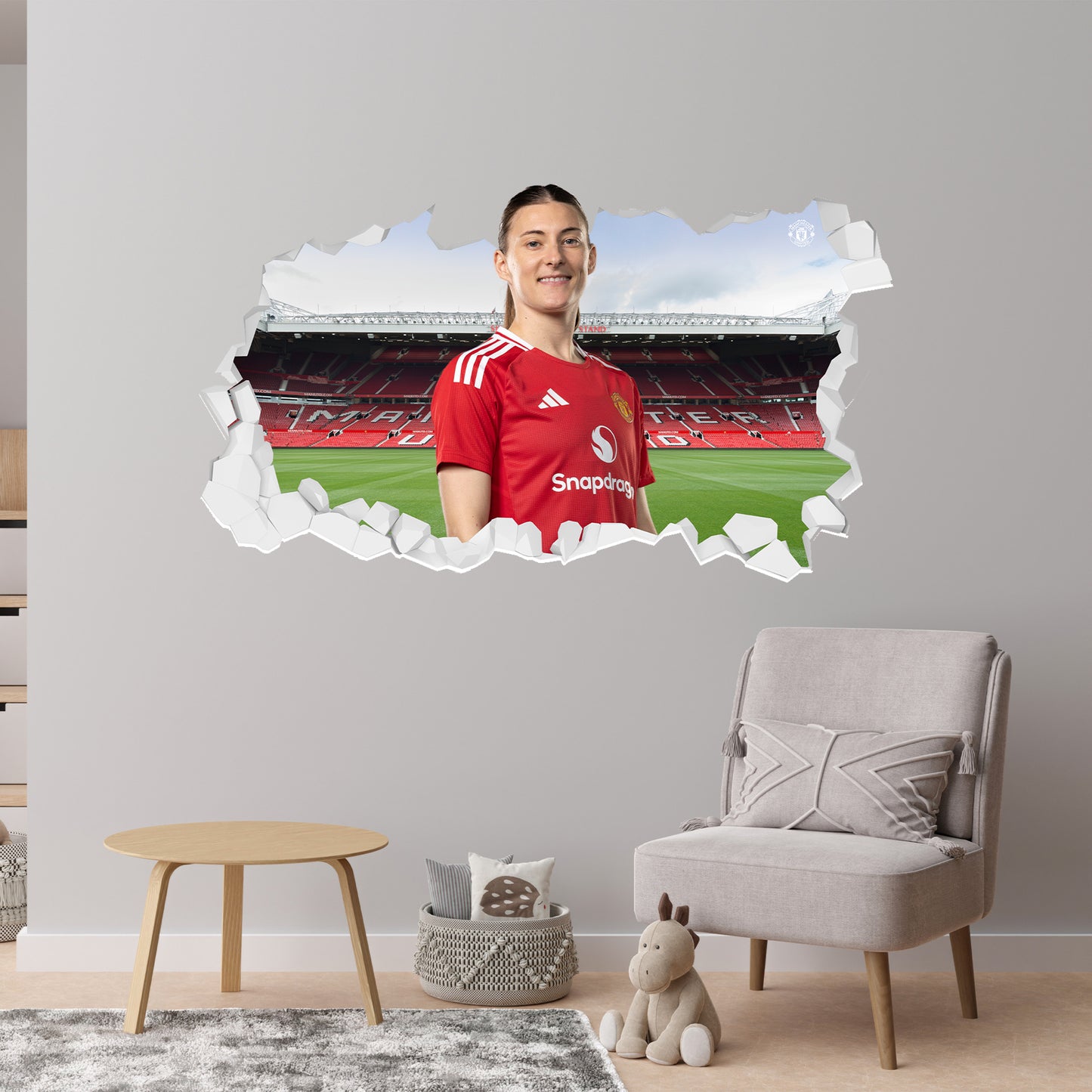 Manchester United FC Wall Sticker - Blundell 24/25 Broken Wall Decal + MUFC Decal Set