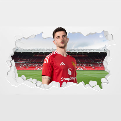 Manchester United FC Wall Sticker - Mason Mount 24/25 Broken Wall Decal + MUFC Decal Set