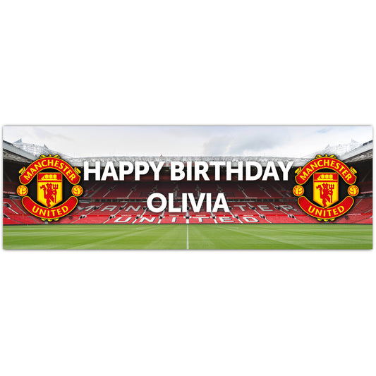 Manchester United Birthday - Personalised Football Banner Wall Sticker