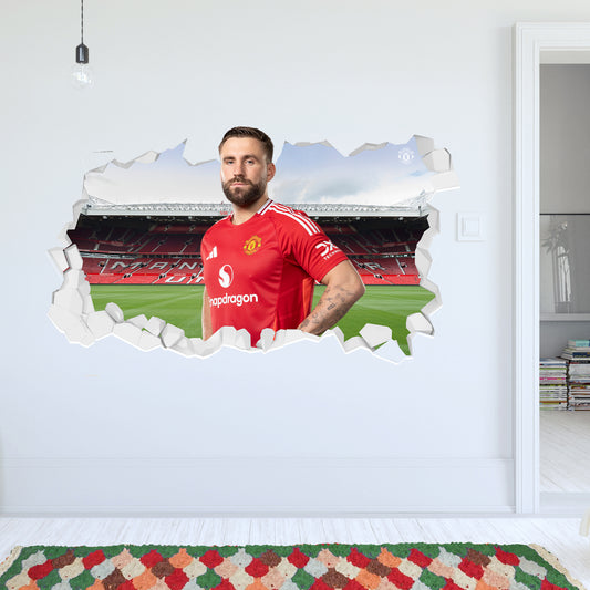 Manchester United Football Club Wall Sticker - Luke Shaw 24/25 Broken Wall + MUFC Decal Set