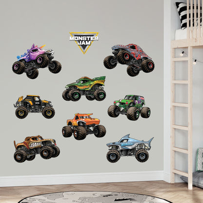 Monster Jam Wall Sticker - 8 Monster Truck Set Decal Wall Art