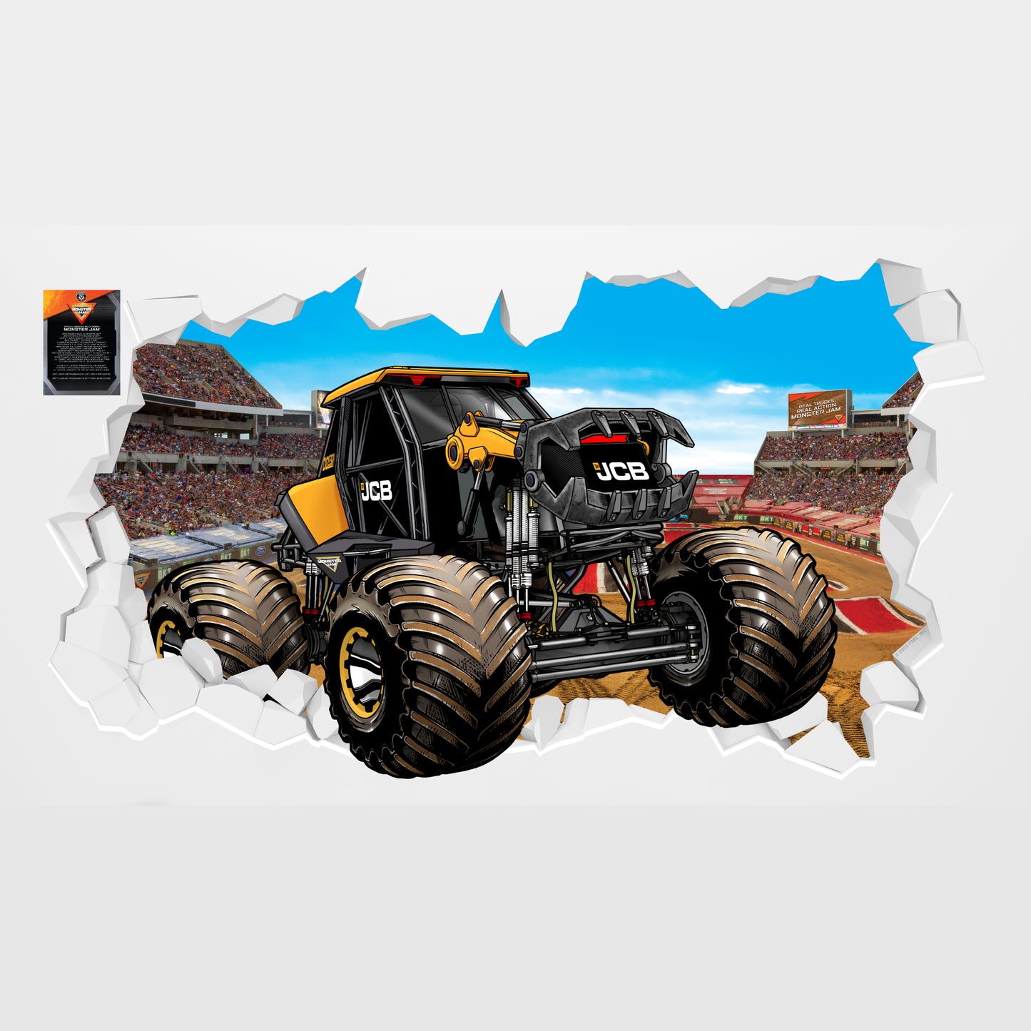 Monster Jam Wall Sticker - DIGatron Driving Through Broken Wall Decal Art