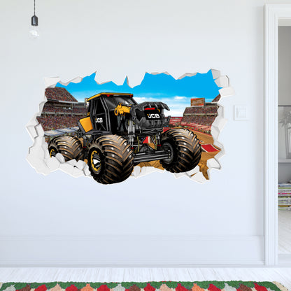 Monster Jam Wall Sticker - DIGatron Driving Through Broken Wall Decal Art