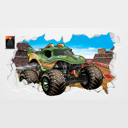 Monster Jam Wall Sticker - Dragon Driving Through Broken Wall Decal Art