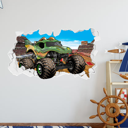 Monster Jam Wall Sticker - Dragon Driving Through Broken Wall Decal Art