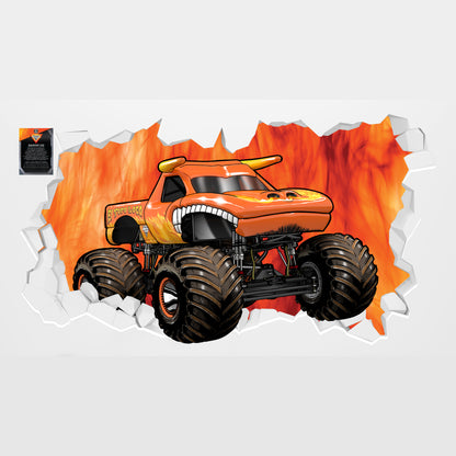 Monster Jam Wall Sticker - El Toro Loco Driving Through Broken Wall Decal Art