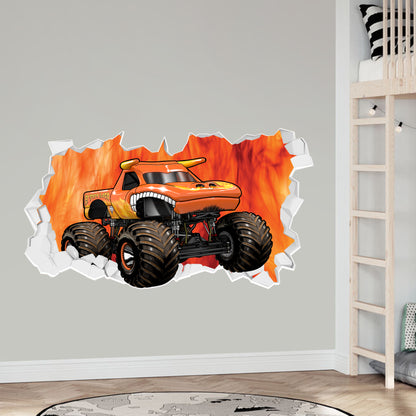 Monster Jam Wall Sticker - El Toro Loco Driving Through Broken Wall Decal Art