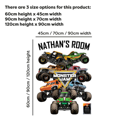 Monster Jam Wall Sticker - Group Personalised Text Decal Wall Art