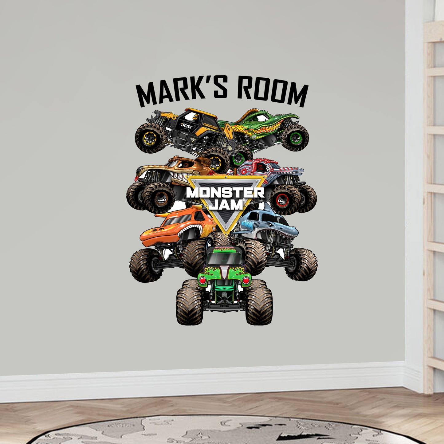 Monster Jam Wall Sticker - Group Personalised Text Decal Wall Art