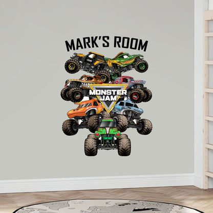 Monster Jam Wall Sticker - Group Personalised Text Decal Wall Art