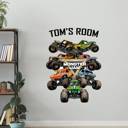 Monster Jam Wall Sticker - Group Personalised Text Decal Wall Art