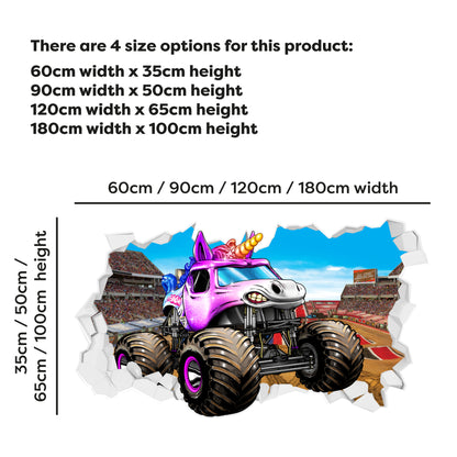 Monster Jam Wall Sticker - Sparkle Smash Driving Through Broken Wall Decal Art