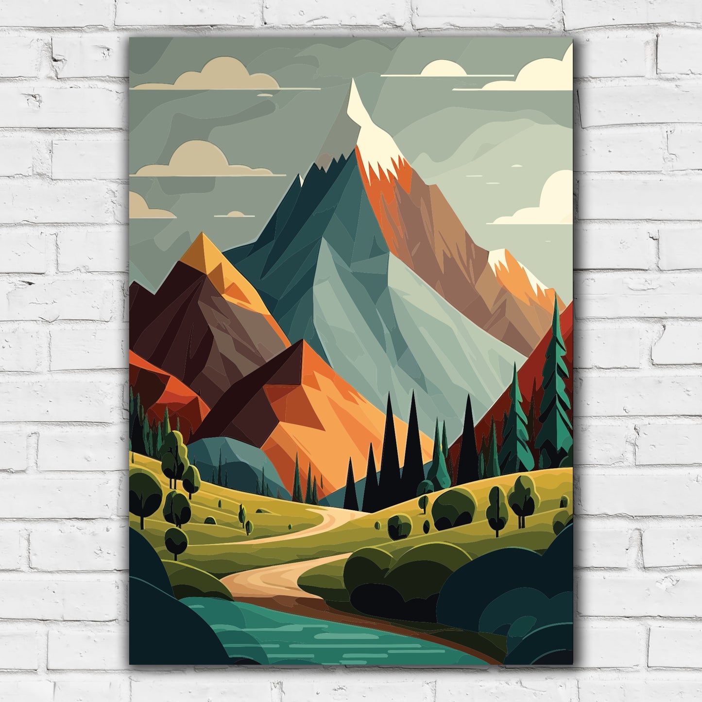 Mountain Wall Print - Stream and Path View Poster Wall Art