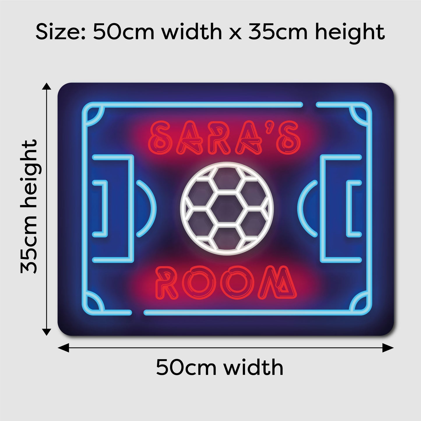 Neon Football Pitch Personalised LED Backlit Wallpop