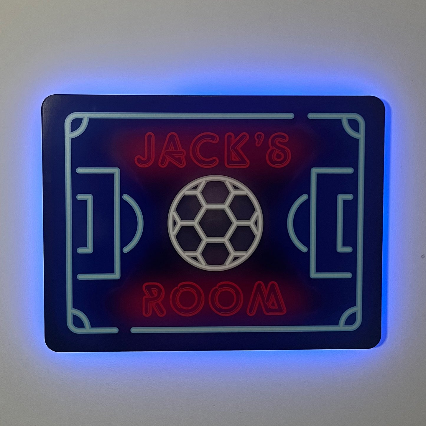 Neon Football Pitch Personalised LED Backlit Wallpop