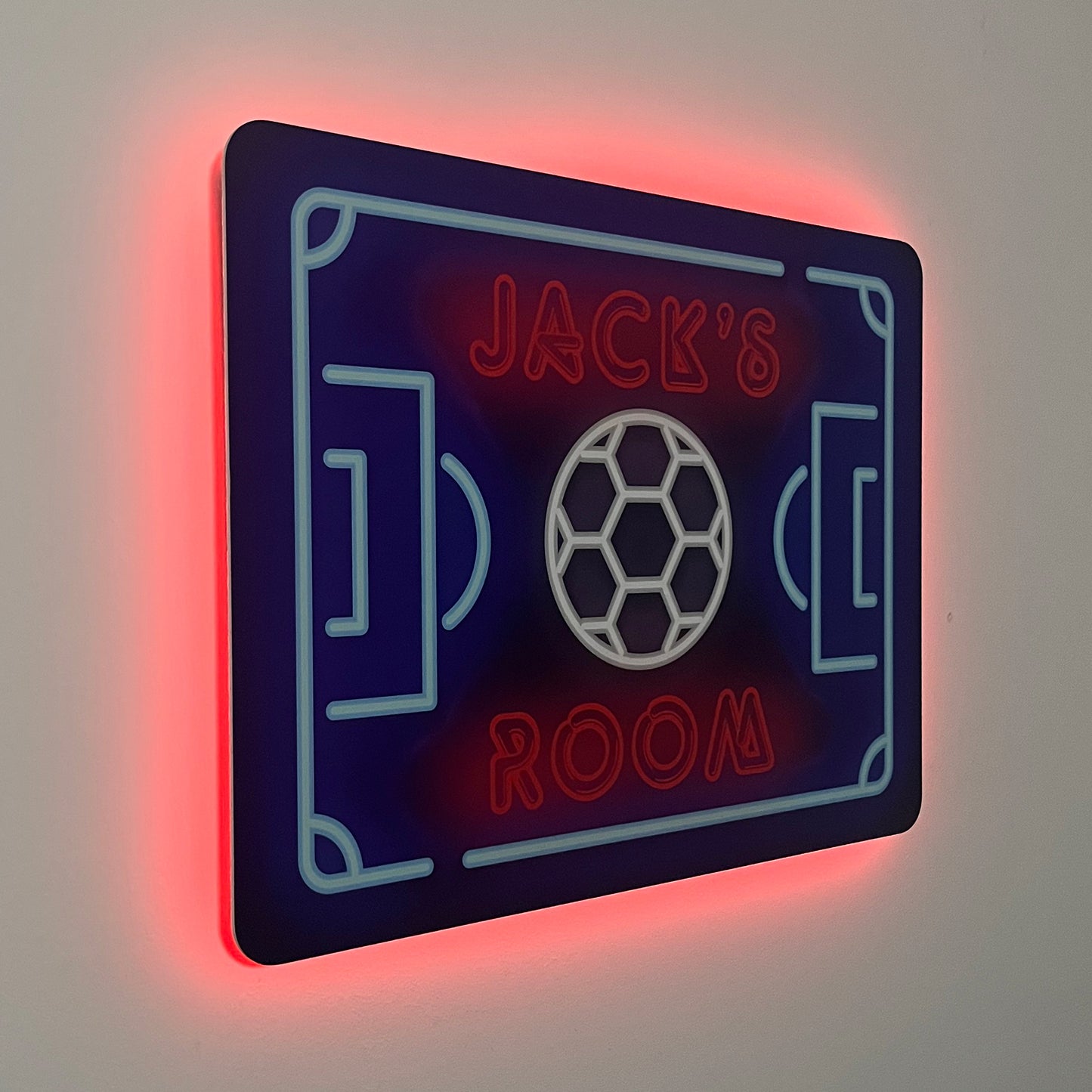 Neon Football Pitch Personalised LED Backlit Wallpop