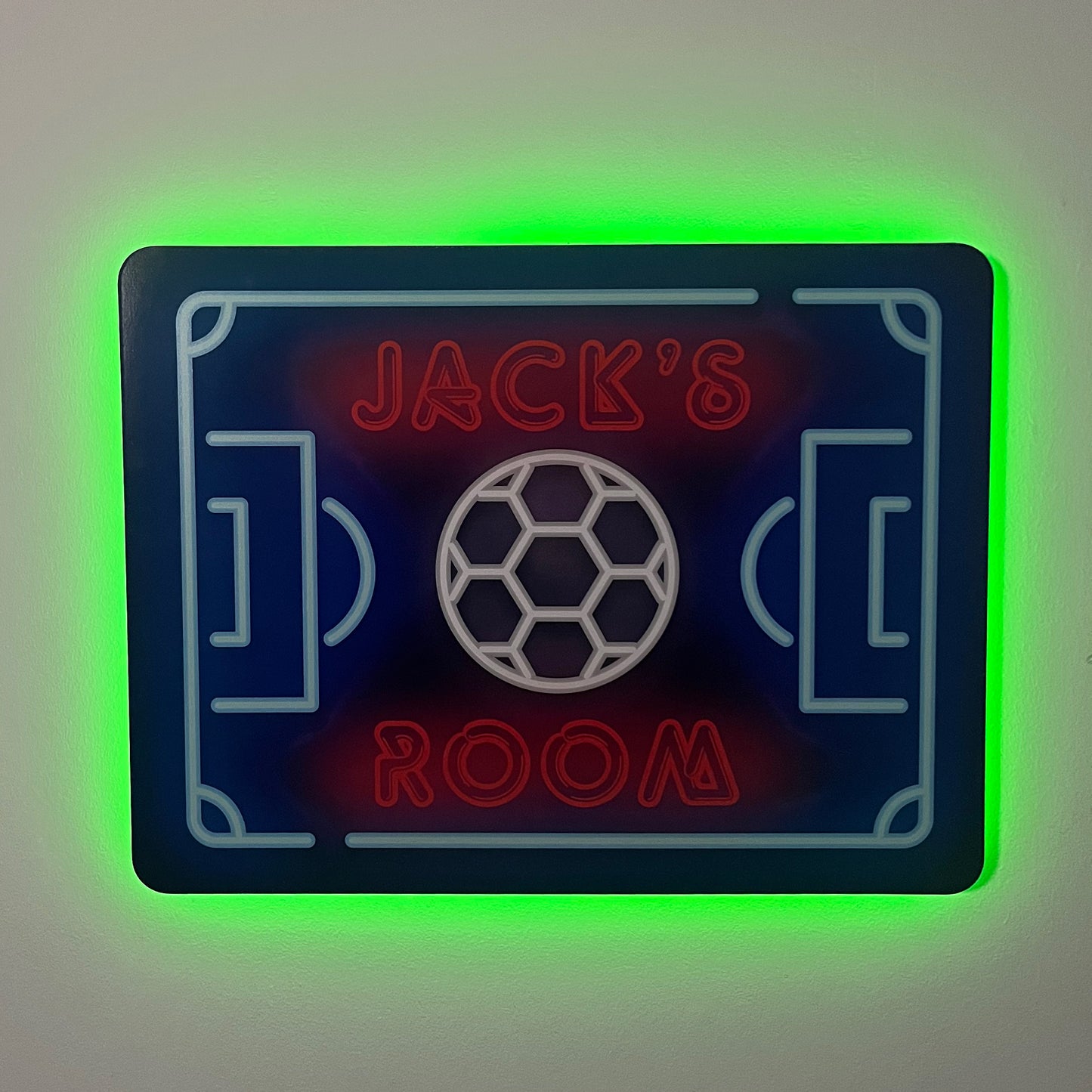 Neon Football Pitch Personalised LED Backlit Wallpop