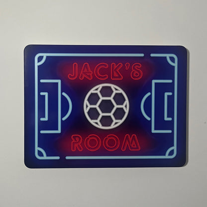 Neon Football Pitch Personalised LED Backlit Wallpop