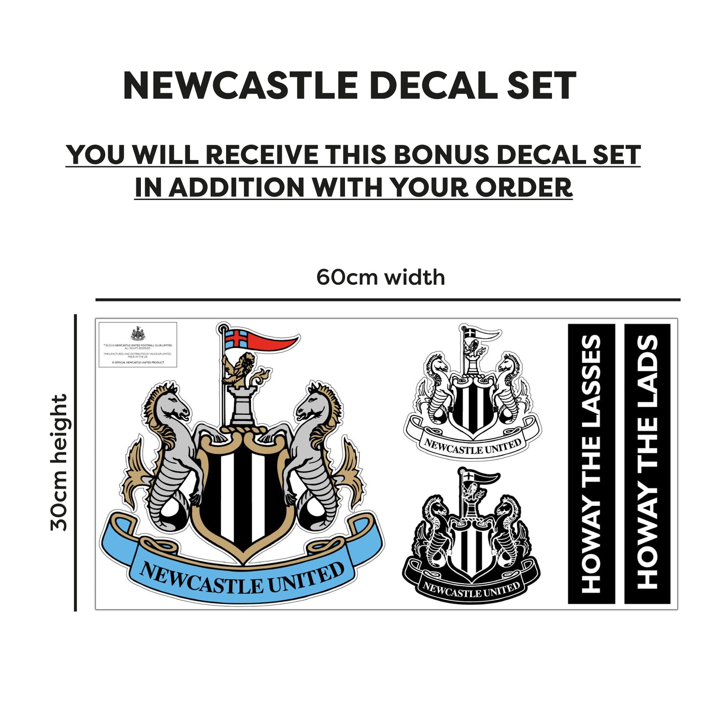 Newcastle United Football Club - Crest and Personalised Name Wall Sticker