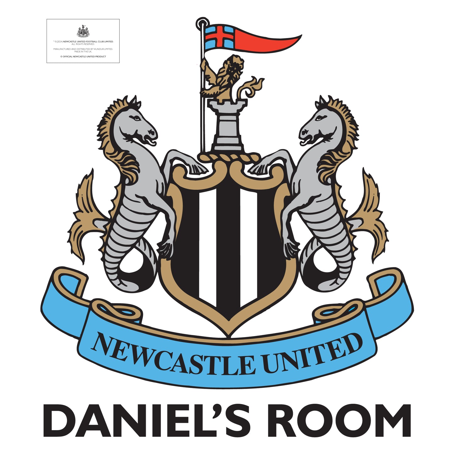 Newcastle United Football Club - Crest and Personalised Name Wall Sticker