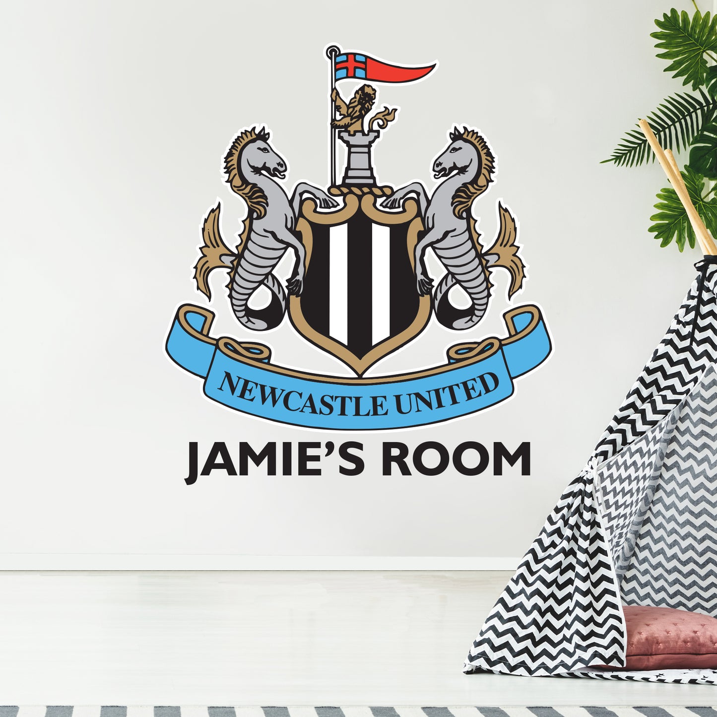 Newcastle United Football Club - Crest and Personalised Name Wall Sticker