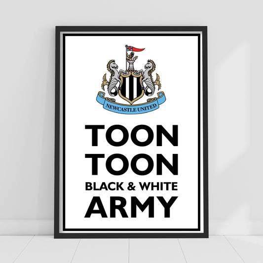 Newcastle United FC Print - Toon Toon Black and White Army Poster Football Wall Art