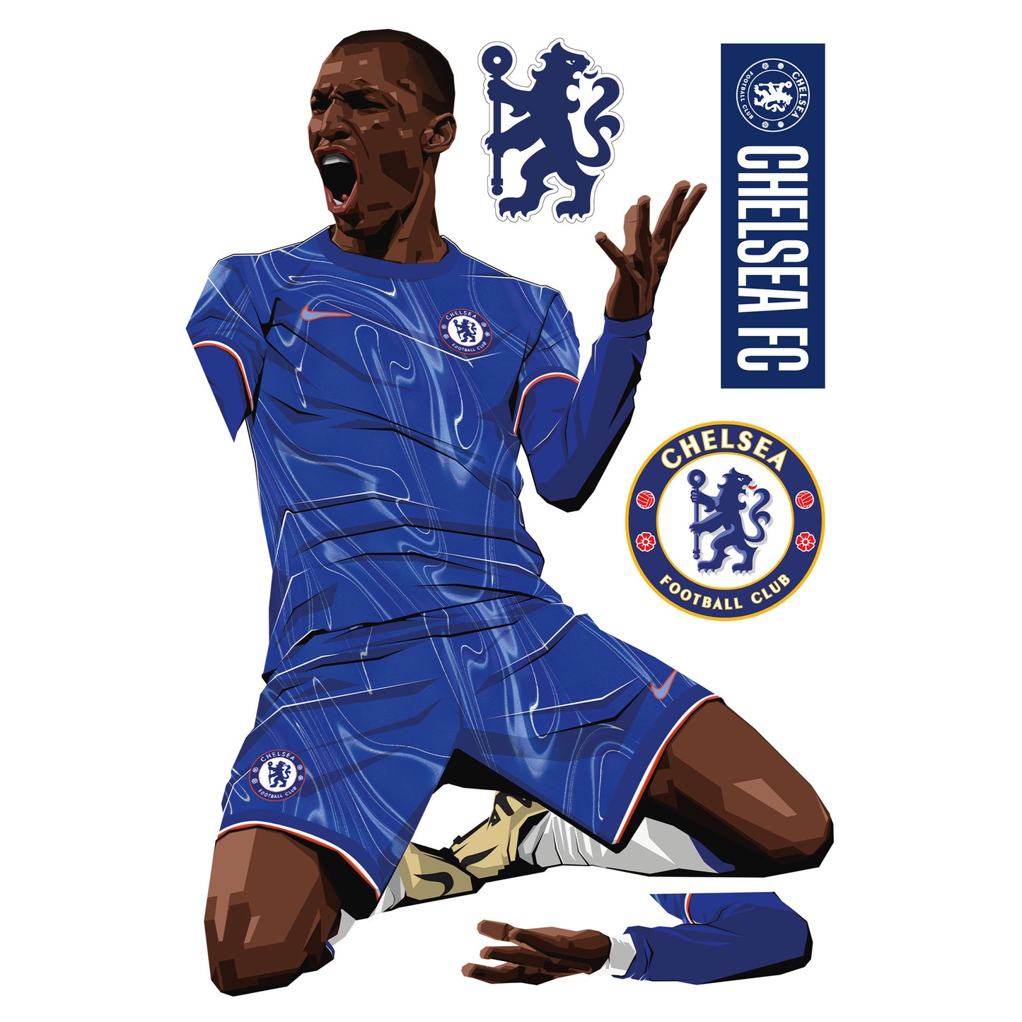 Chelsea Football Club - Nicolas Jackson 24-25 Illustration Wall Sticker