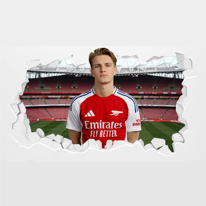 Arsenal Football Club - Martin Odegaard 24/25 Broken Wall Sticker + Gunners Decal Set