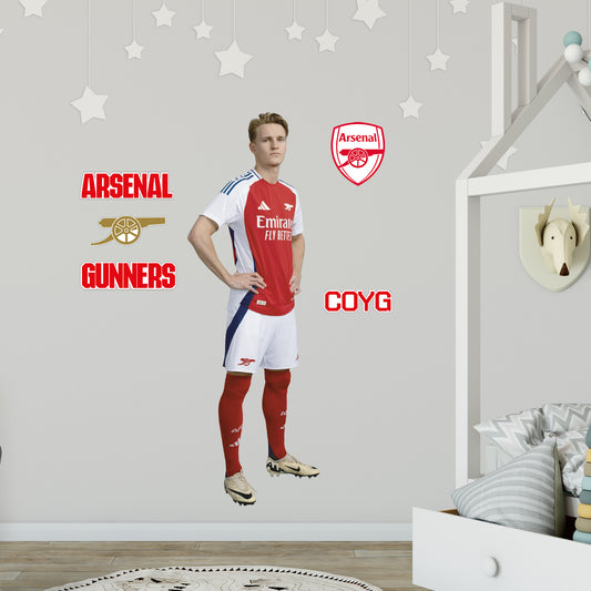 Arsenal FC - Martin Odegaard 24/25 Player Wall Sticker + Gunners Decal Set