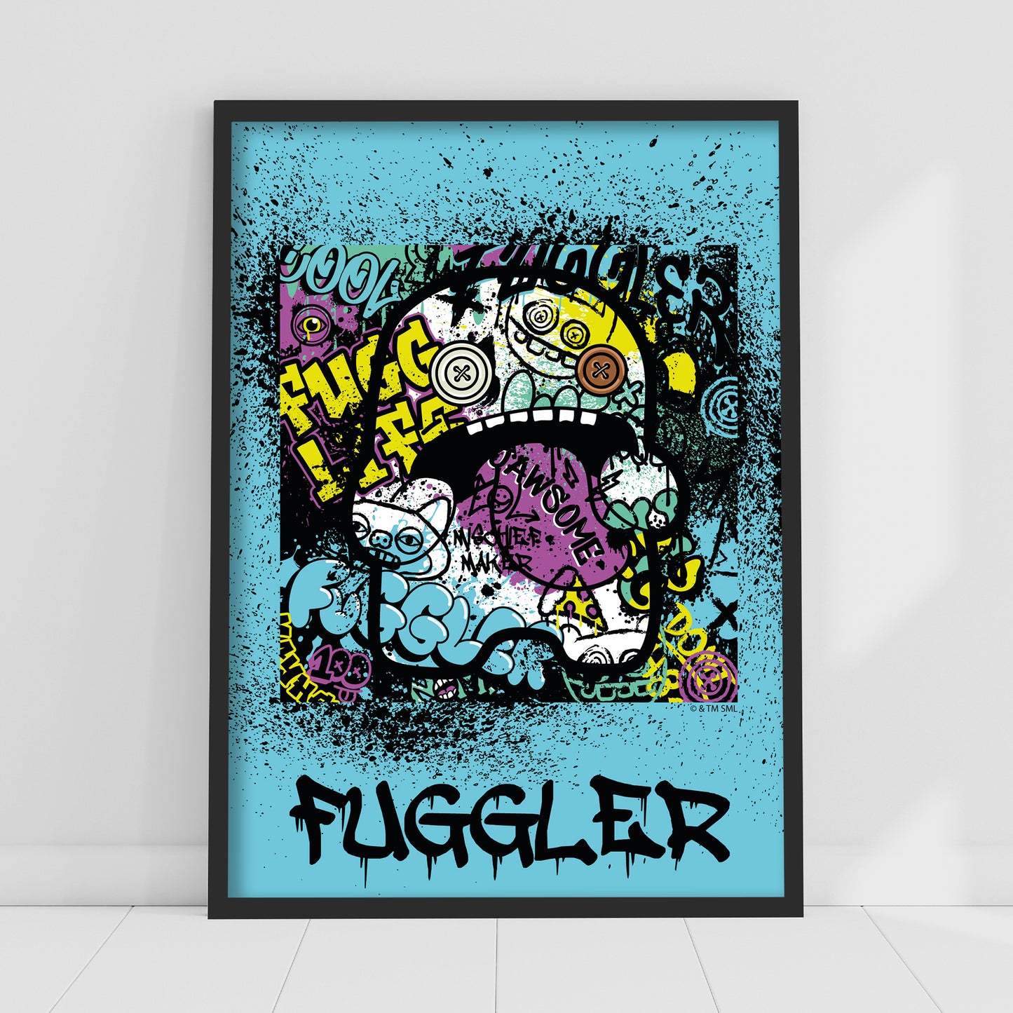 Fuggler Wall Art Print - Oogah Boogah Blue Grafitti Poster