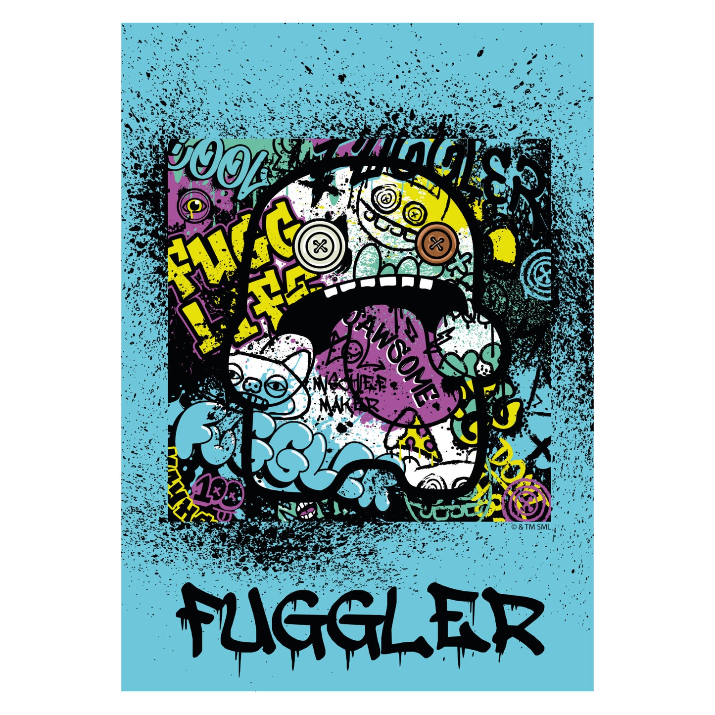 Fuggler Wall Art Print - Oogah Boogah Blue Grafitti Poster