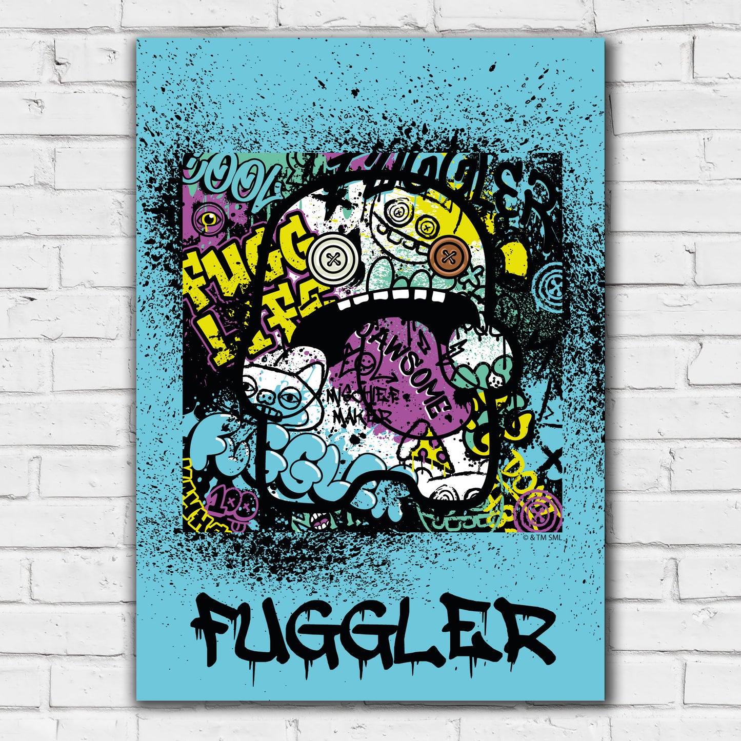 Fuggler Wall Art Print - Oogah Boogah Blue Grafitti Poster