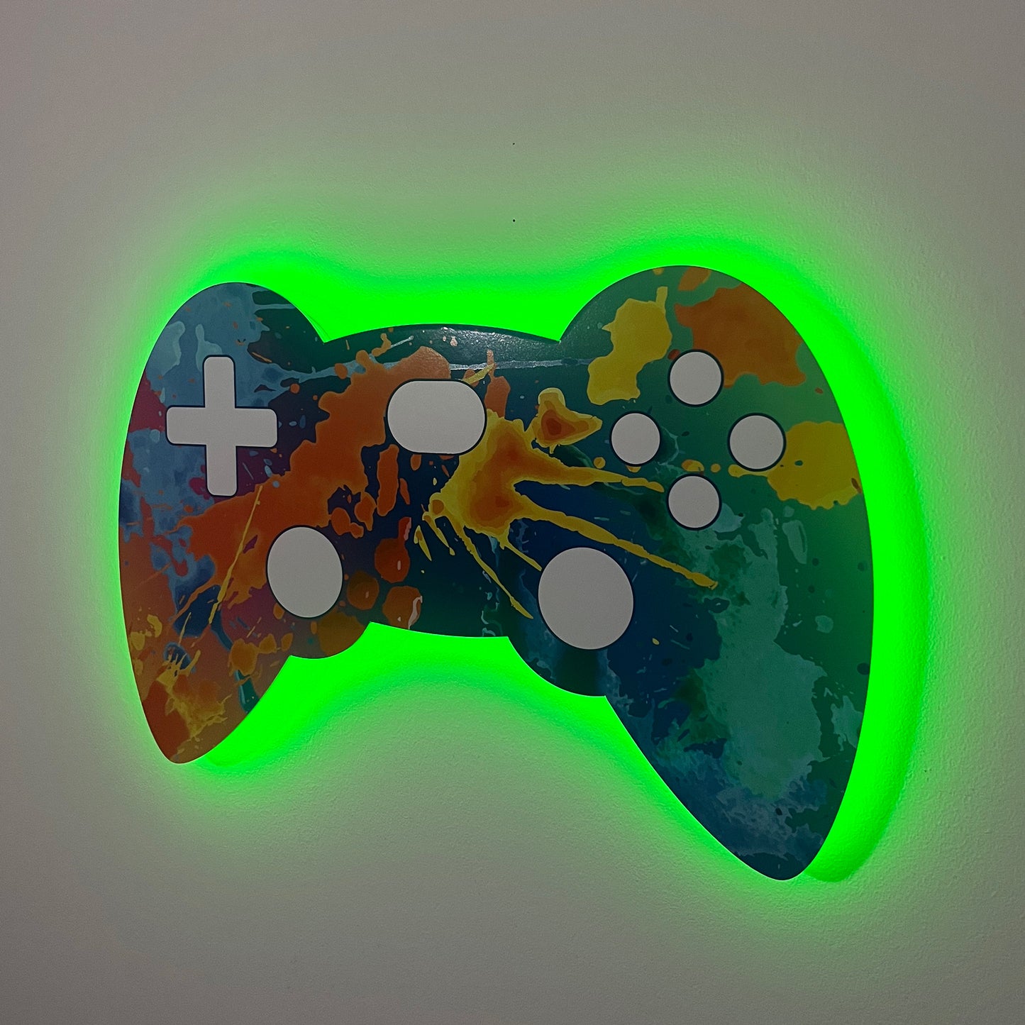 Gaming Controller Paint Splatter LED Backlit Wallpop