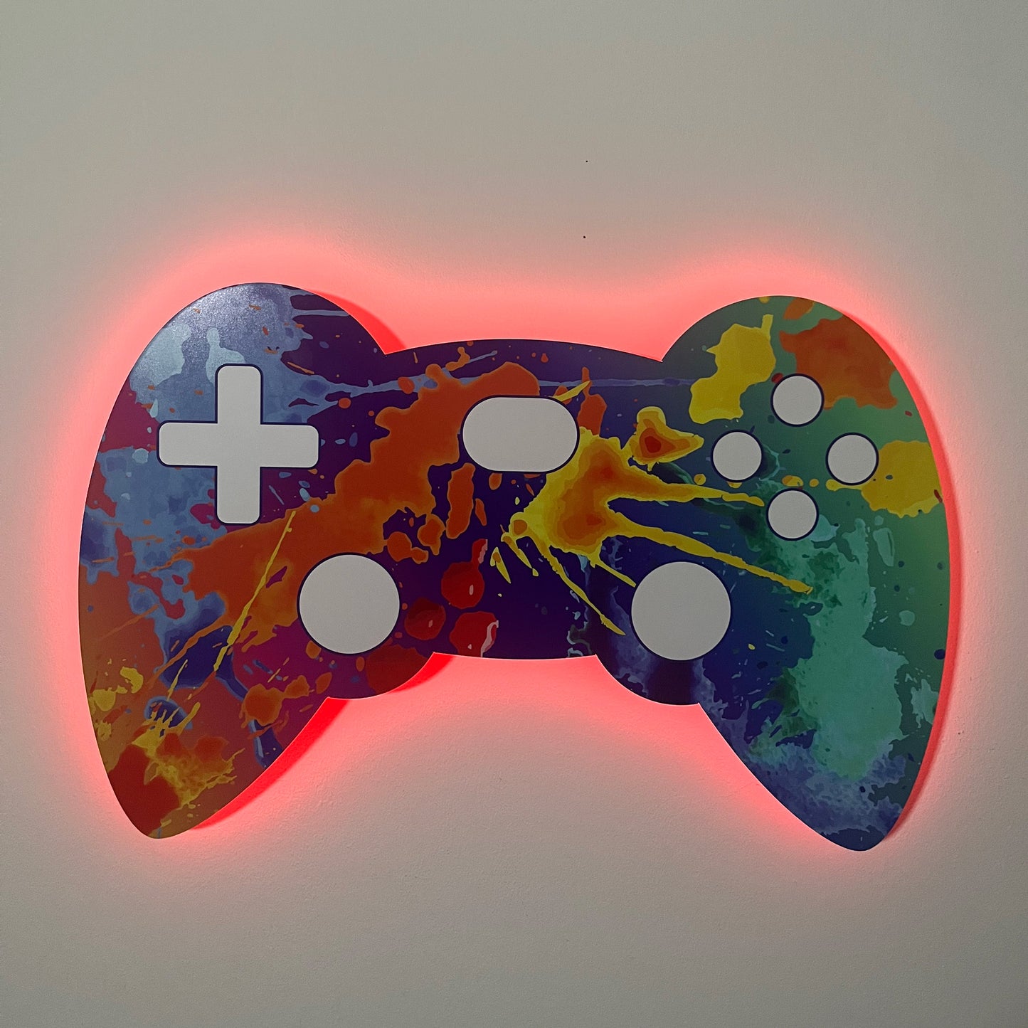 Gaming Controller Paint Splatter LED Backlit Wallpop