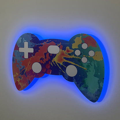 Gaming Controller Paint Splatter LED Backlit Wallpop