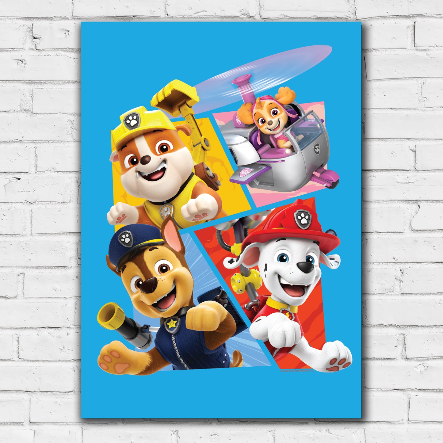 Paw Patrol Print - 4 Pups Jumping Out Poster Wall Art