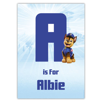 Paw Patrol Print - Chase Letter and Name Personalised Poster Wall Art