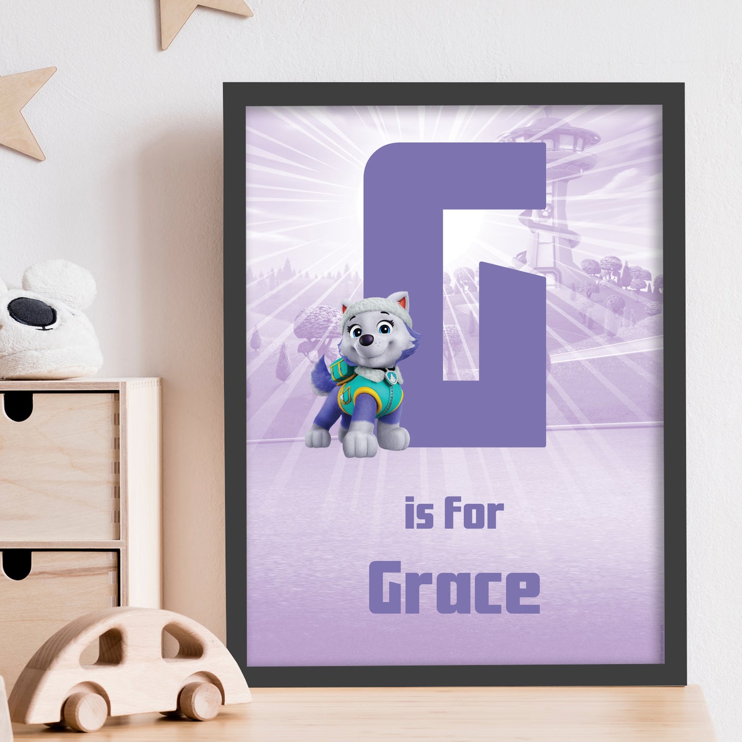 Paw Patrol Print - Everest Letter and Name Personalised Poster Wall Art