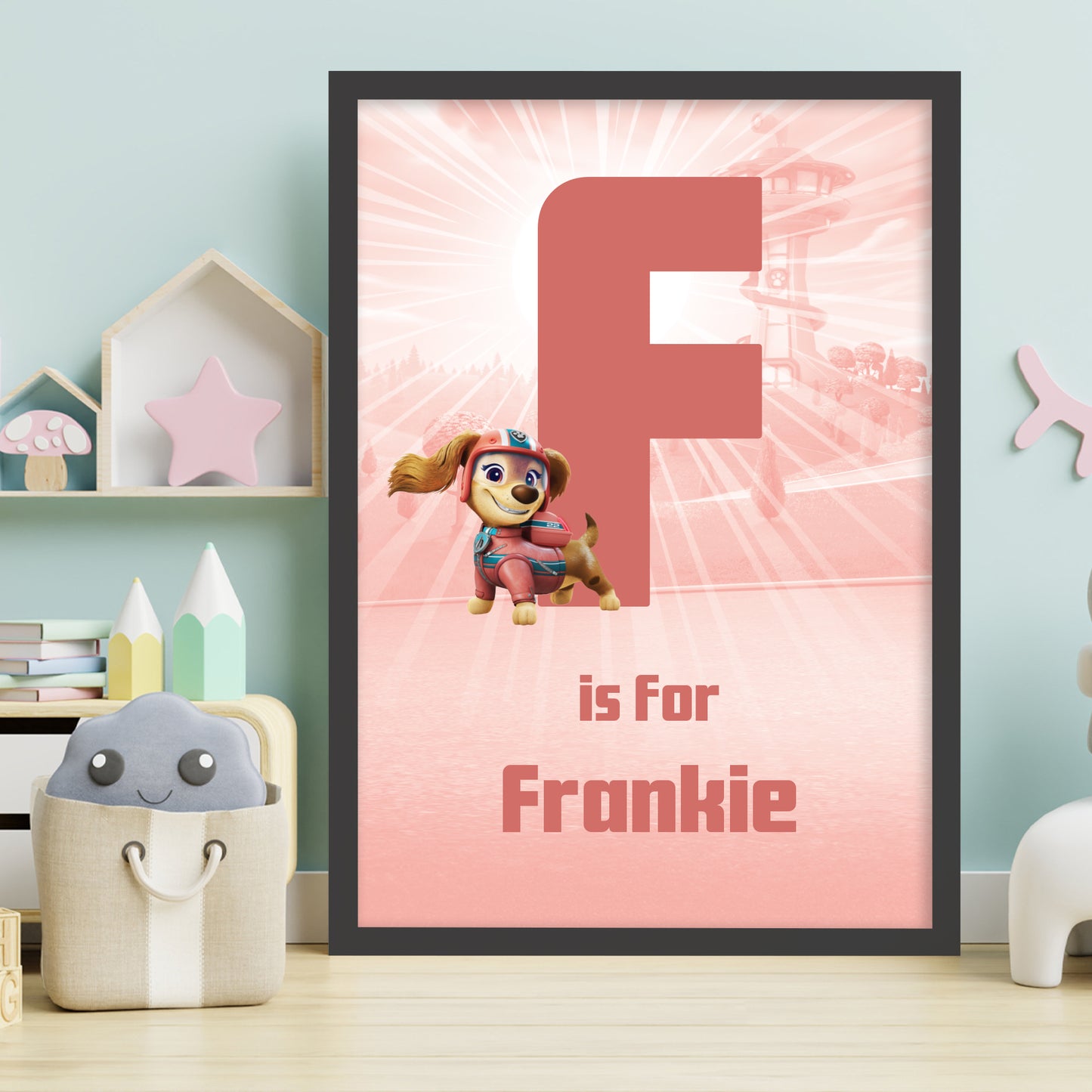 Paw Patrol Print - Everest Letter and Name Personalised Poster Wall Art