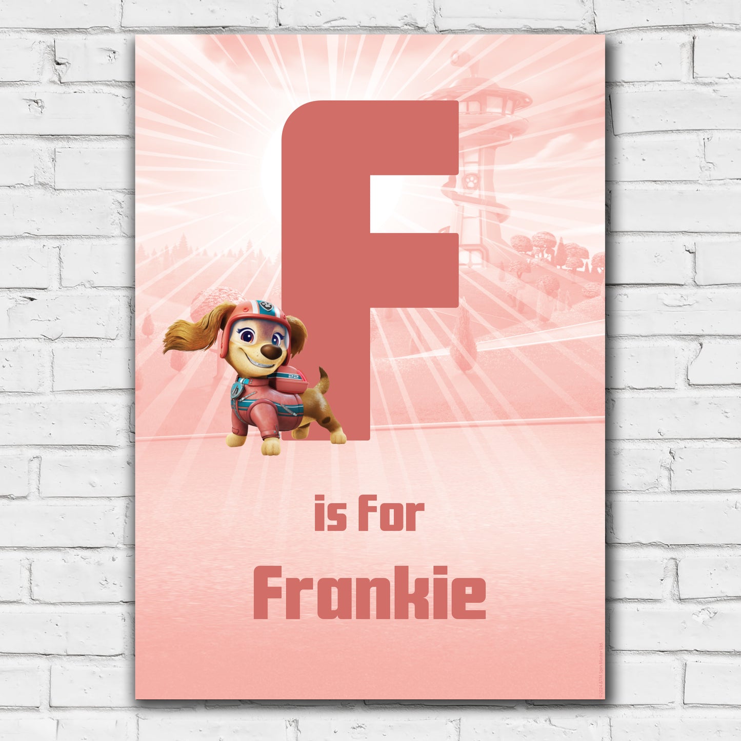 Paw Patrol Print - Everest Letter and Name Personalised Poster Wall Art