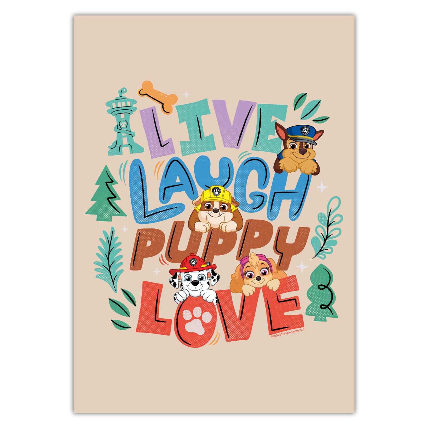 Paw Patrol Print - Live Laugh Puppy Love Poster Wall Art